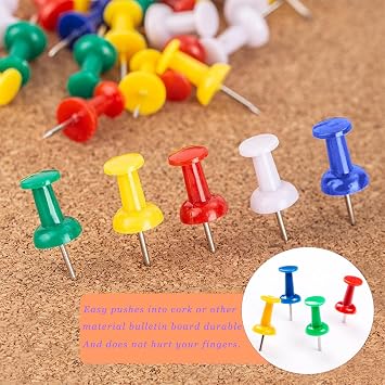 Push Pins, 150 Pcs Reusable Drawing Pins with Solid Plastic Storage Box, Cork Board Pins for Noticeboards, Rustproof Thumb Tacks for Cork Notice Pinboard Bulletin Board - School & Office Use