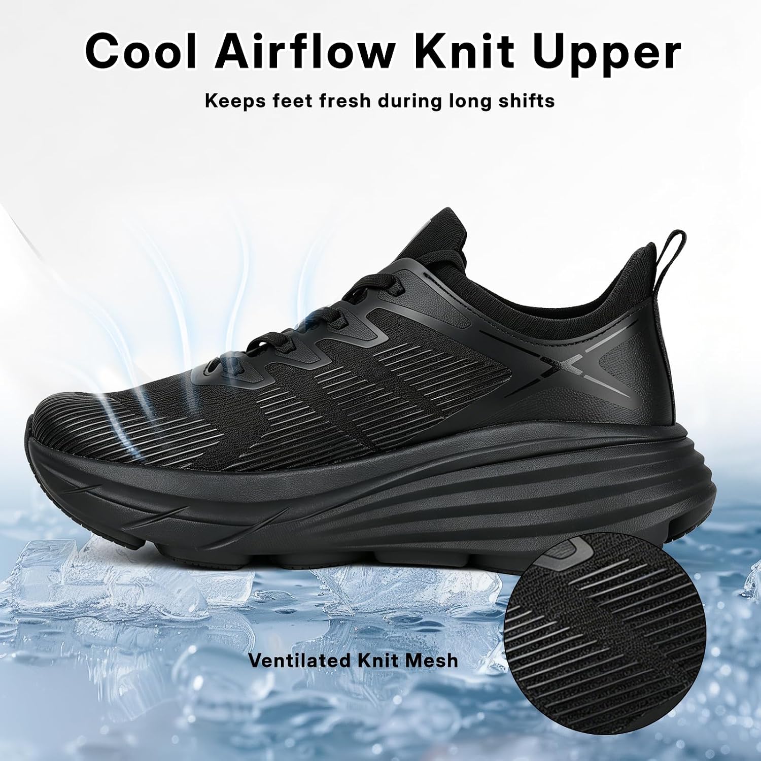 Women's Black Slip-Resistant Work Shoes; Casual, Slip-Resistant Work Shoes for Restaurants and Kitchens.