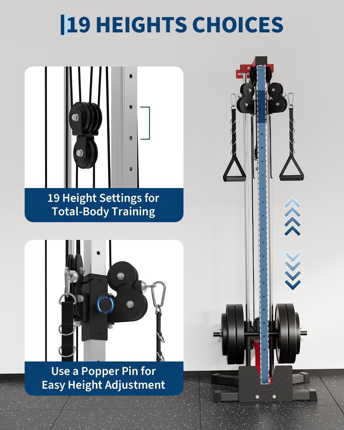 Garvee Wall Mount Cable Machine, Dual Pulley Cable Crossover System with 19 Adjustable Positions & 400LBS Capacity - All-in-1 Home Gym Equipment with Accessories for Strength Training