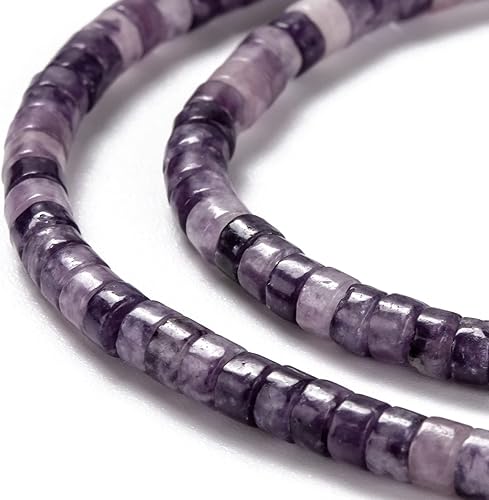 Miniatura 2 de Cuentas Heishi de jade lila de piedra natural de 0.157 x 0.079 pulgadas para hacer pulseras, cuentas redondas planas y sueltas de piedras preciosas