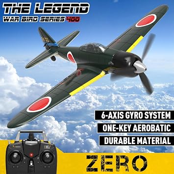 volantexrc 4CH RC Plane Fighter Airplane P51D Mustang & Zero with Aileron, 2.4Ghz Remote Control Aircraft with Aerobatic & 3 Modes Fly for Adults