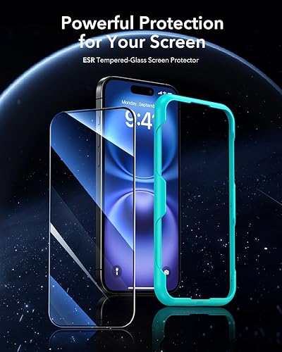 Miniatura 2 de ESR Paquete de 3 protectores de pantalla para iPhone 15, 3 protectores de pantalla de vidrio templado, bordes curvos 2.5D, protección de grado