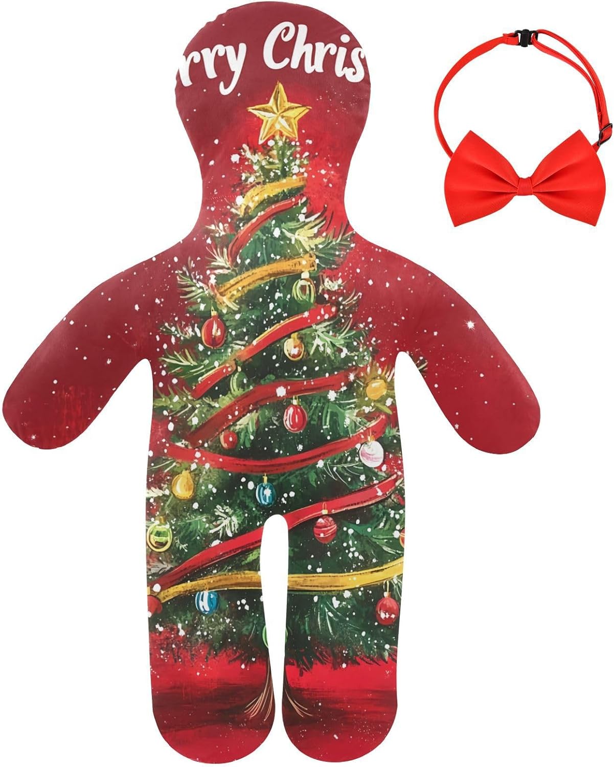 Christmas Tree with Ribbons Human-Shaped Pillow Soft Body Pillows Washable Velvet Pillows for Anxiety Relief Sleeping Cuddling & Support