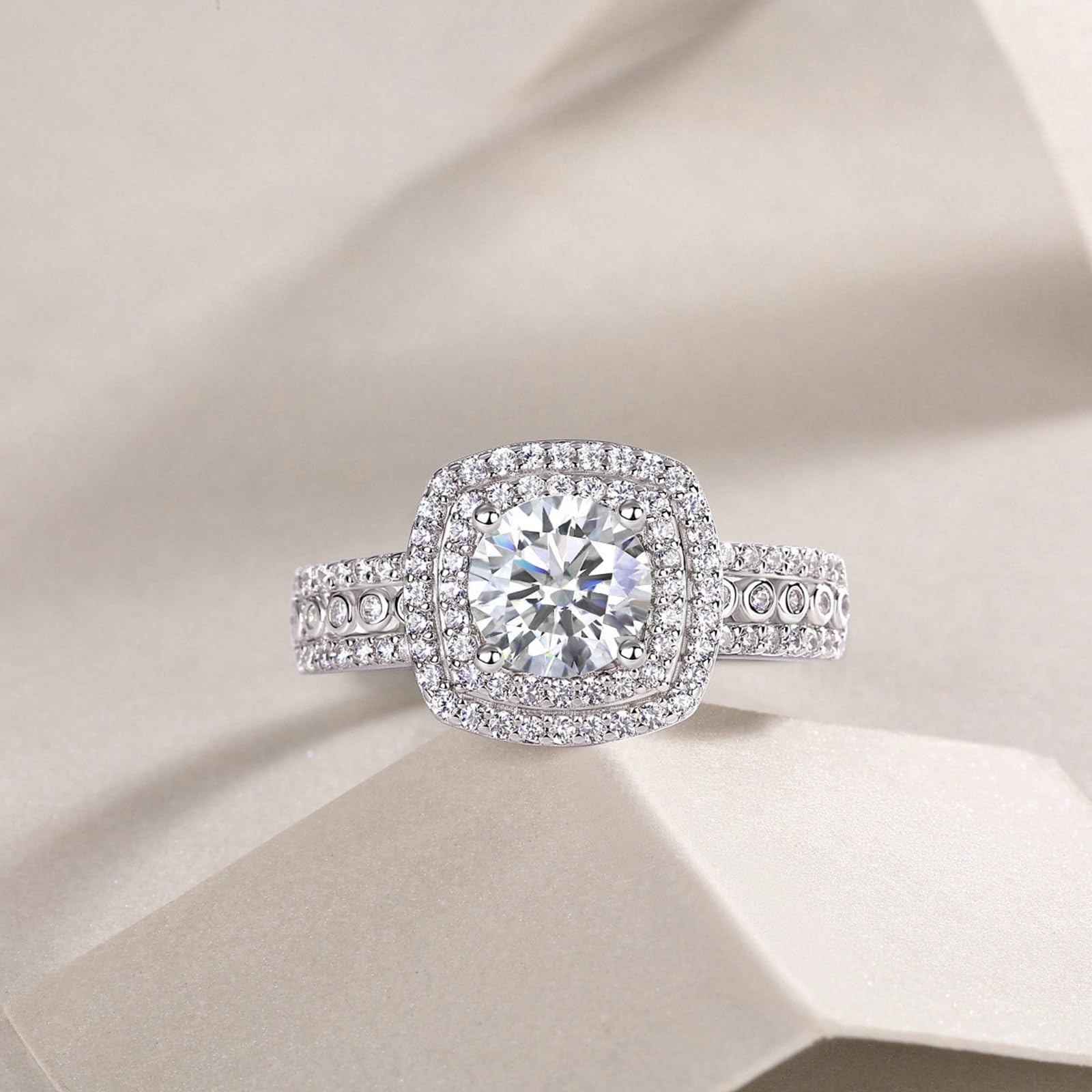 9K 14K 18K białe złoto pierścionek zaręczynowy damski pierścionek Promise 6,5 x 6,5 mm Moissanit Def 1ct Moissanit