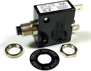 Philmore 10 Amp Push Button Manual Reset Thermal Circuit Breaker 50V DC, 250V AC
