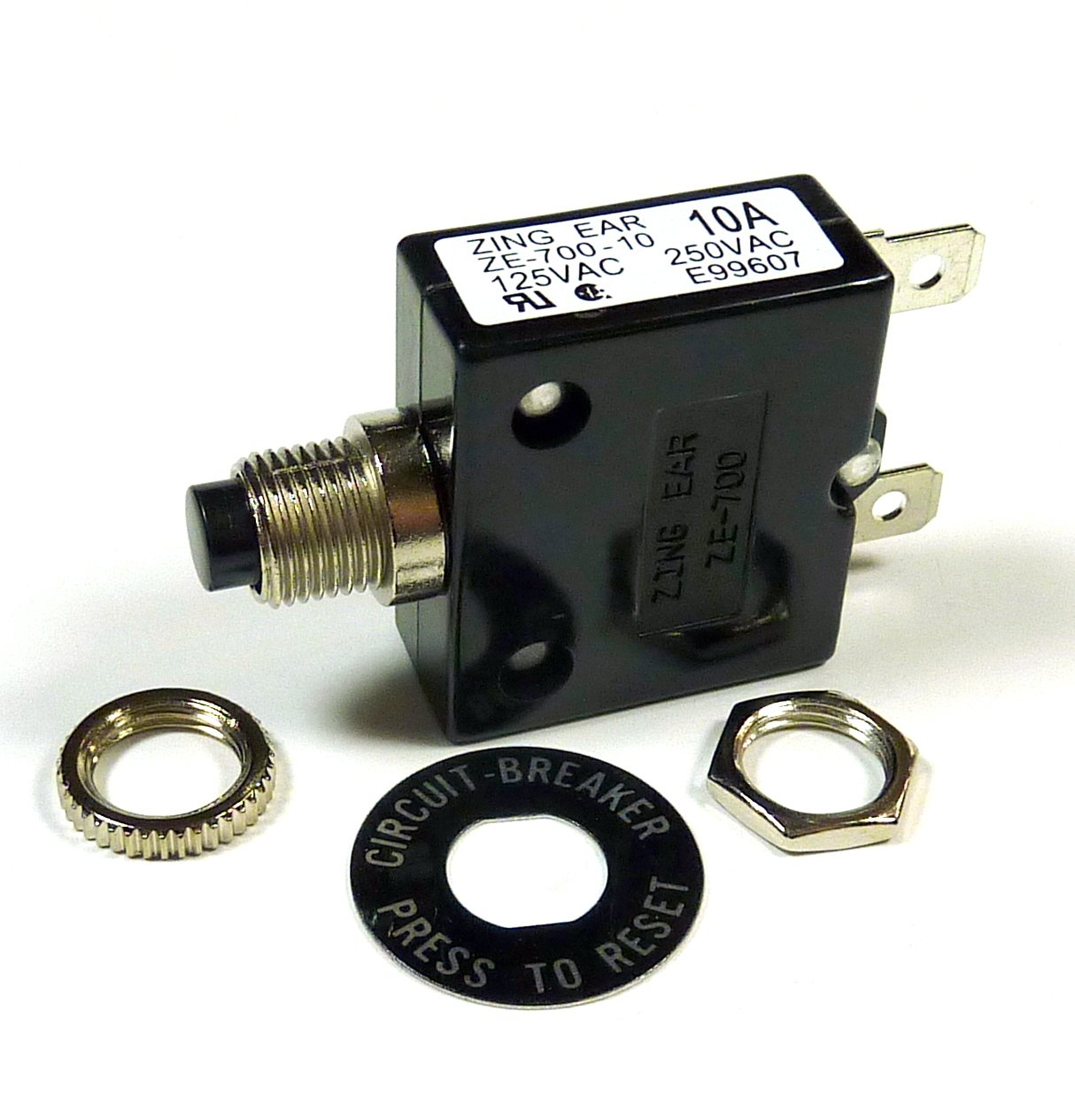 Philmore 10 Amp Push Button Manual Reset Thermal Circuit Breaker 50V DC, 250V AC