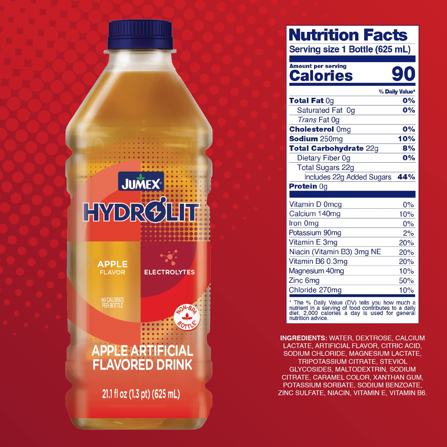 Jumex Hydrolit Apple Flavor 21.1 fl oz (12 Pack)