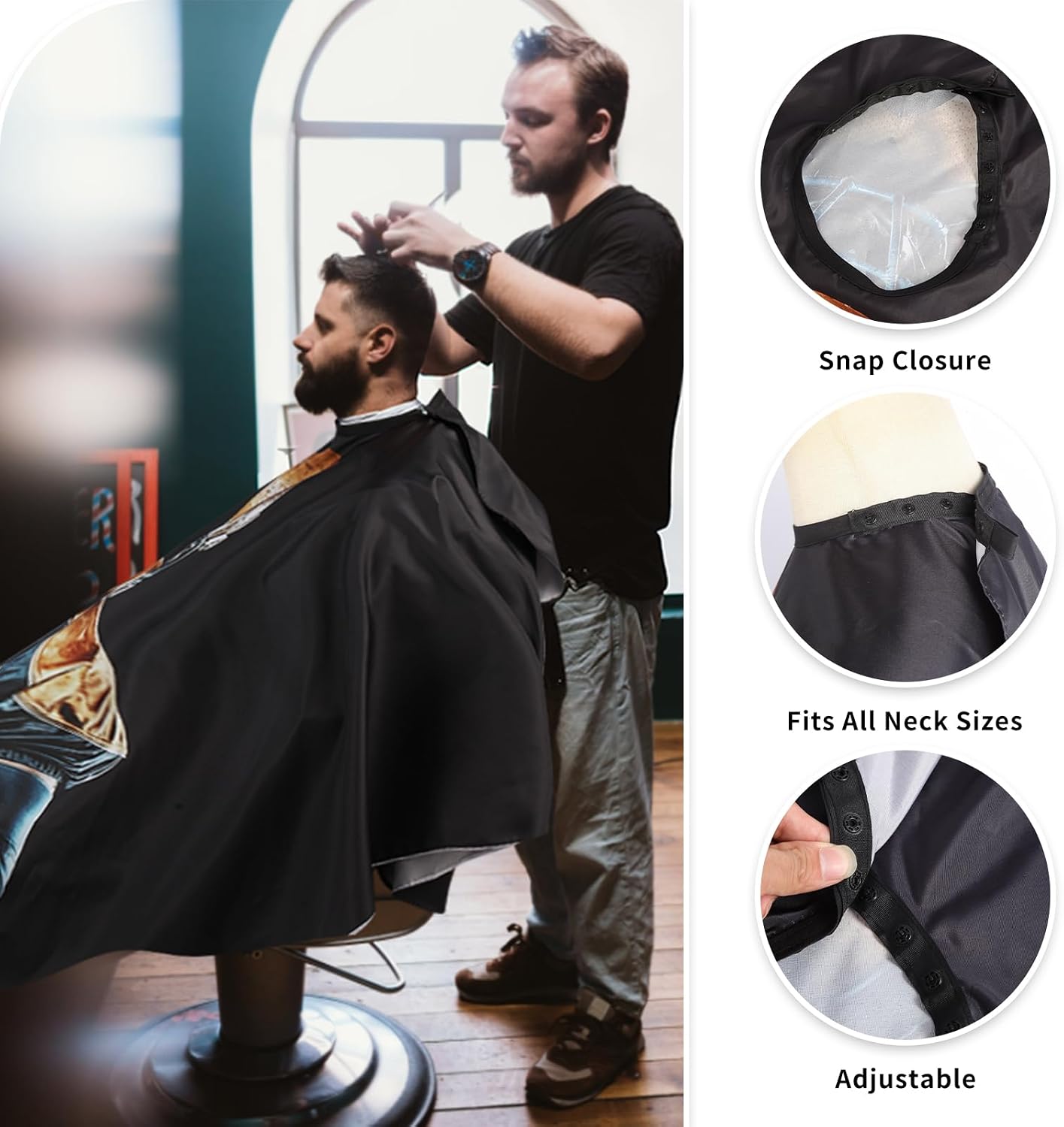 Professional Hair Cutting Cape with Neck Duster Brush, Waterproof Salon Barber Cape with Snaps, Barber Accessories (Football Players) image 3