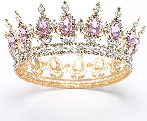 Foyte Baroque Queen Crown and Tiara Sparkly Rhinestone Wedding Crown Bride Tiaras Princess Full Round Tiaras Headpieces for Women