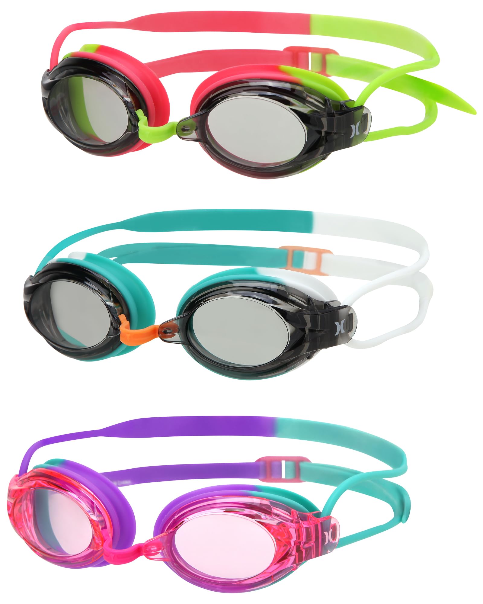 Hurley Kids Swimming Goggles – 3 Pack UV Protection Anti-Fog Leak