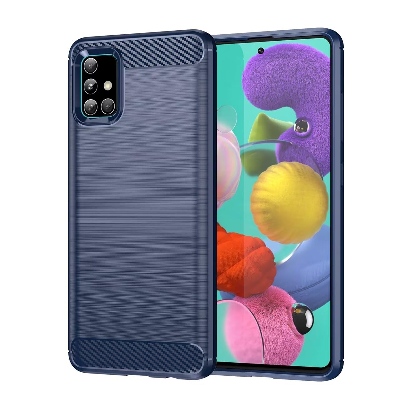 Case for Galaxy A51 4G Case, Galaxy M40S/Samsung A51 Case, Ultra Slim Phone Cover with Shock-Absorption Carbon Fiber TPU Rubber Protective Cases for Samsung Galaxy A51 4G Navy Blue