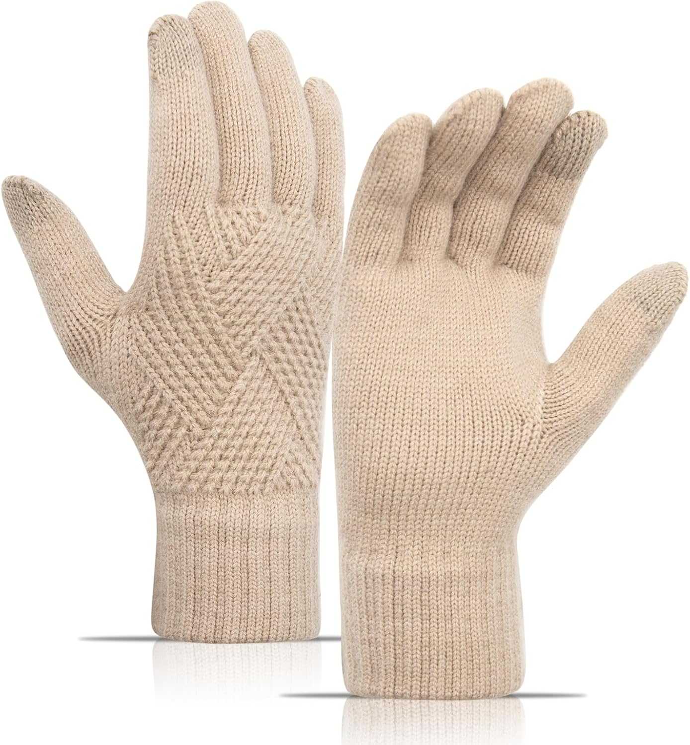 Long Keeper Winter Gloves for Women Men Touchscreen Knitted Gloves Soft Elastic Fleece Warm Glove for Driving Running Cycling