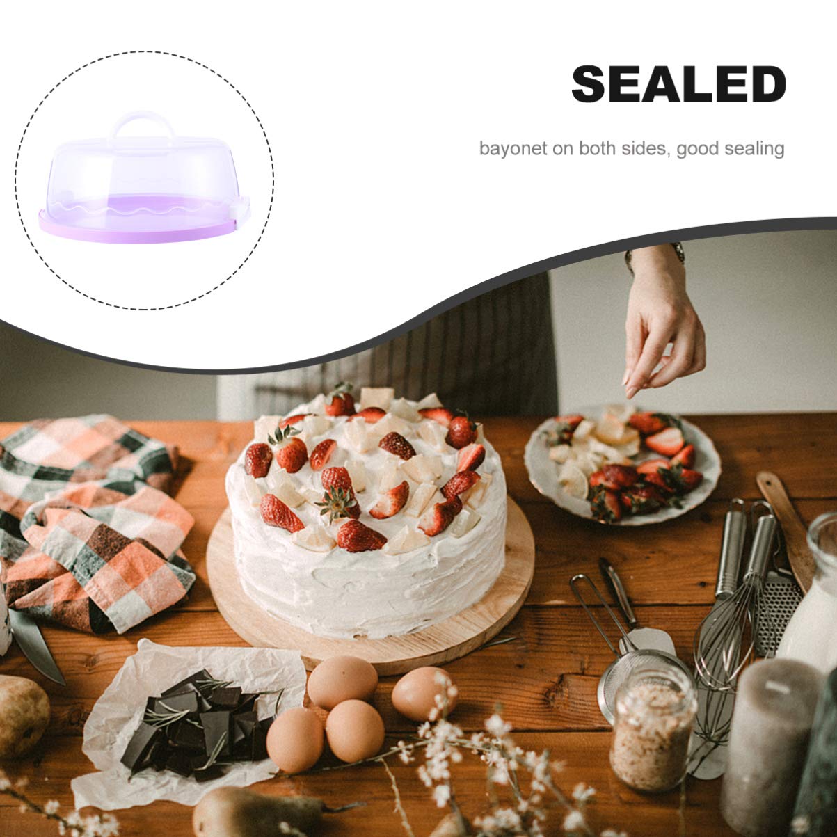 Cabilock 1pc Leakproof Cake Holder Round Pastries Box Transparent Cover Lightweight and Color for Birthday Cakes and Desserts