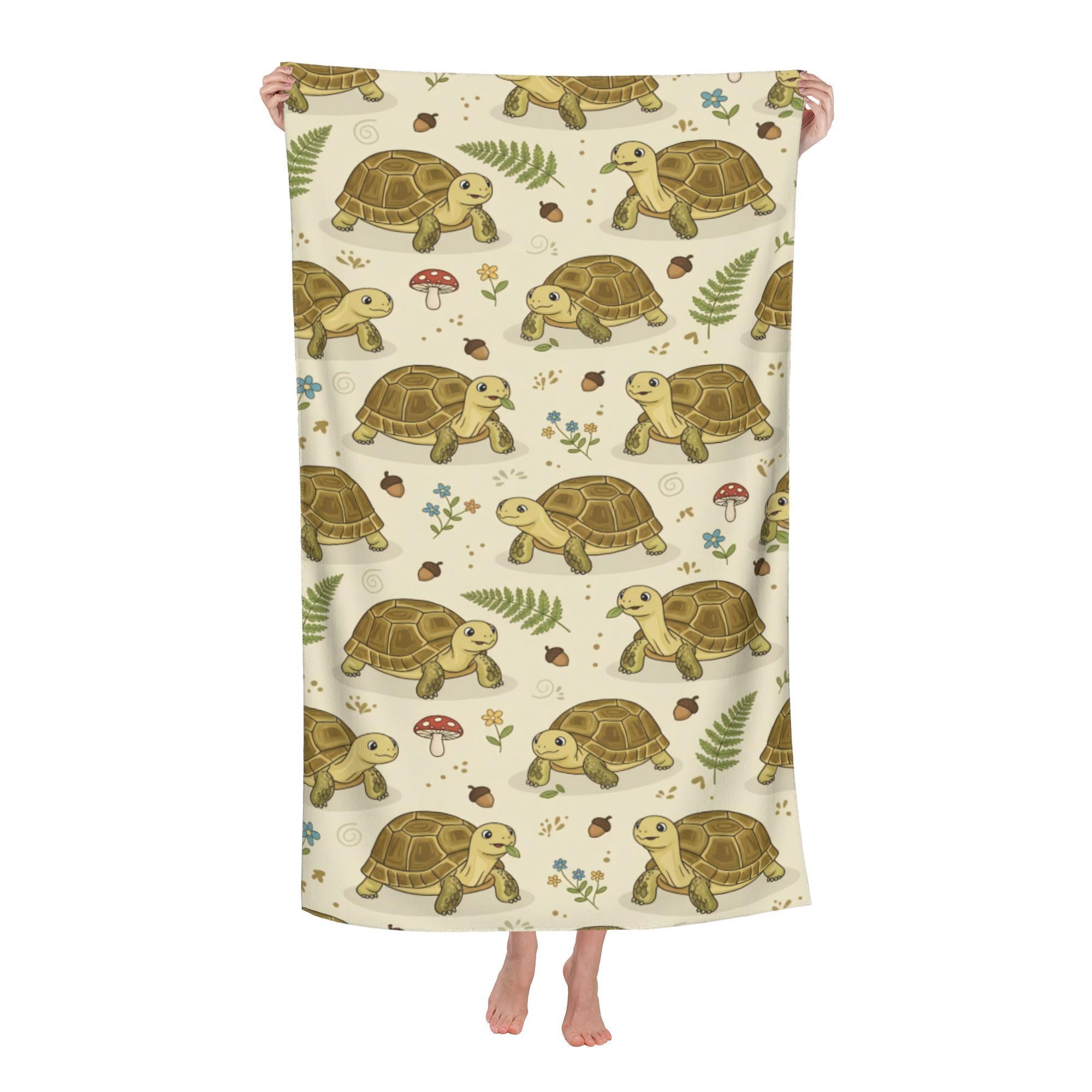 peiyeety Hermann's Tortoise Soft Bath Towels Absorbent Bathroom Towel for Beach Hotel Gym Spa Shower