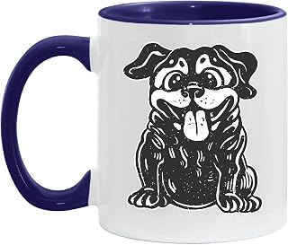 Gift for Pet Lovers Happy Puppy Sitting Down Design 11oz 15oz Inner Color Accent Mug
