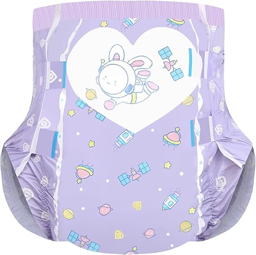 Miniatura 4 de Landofgenie Pañales para adultos, 2 piezas de pañales impresos para incontinencia durante la noche, pañales con pestañas (mediano 28-38 pulgadas)