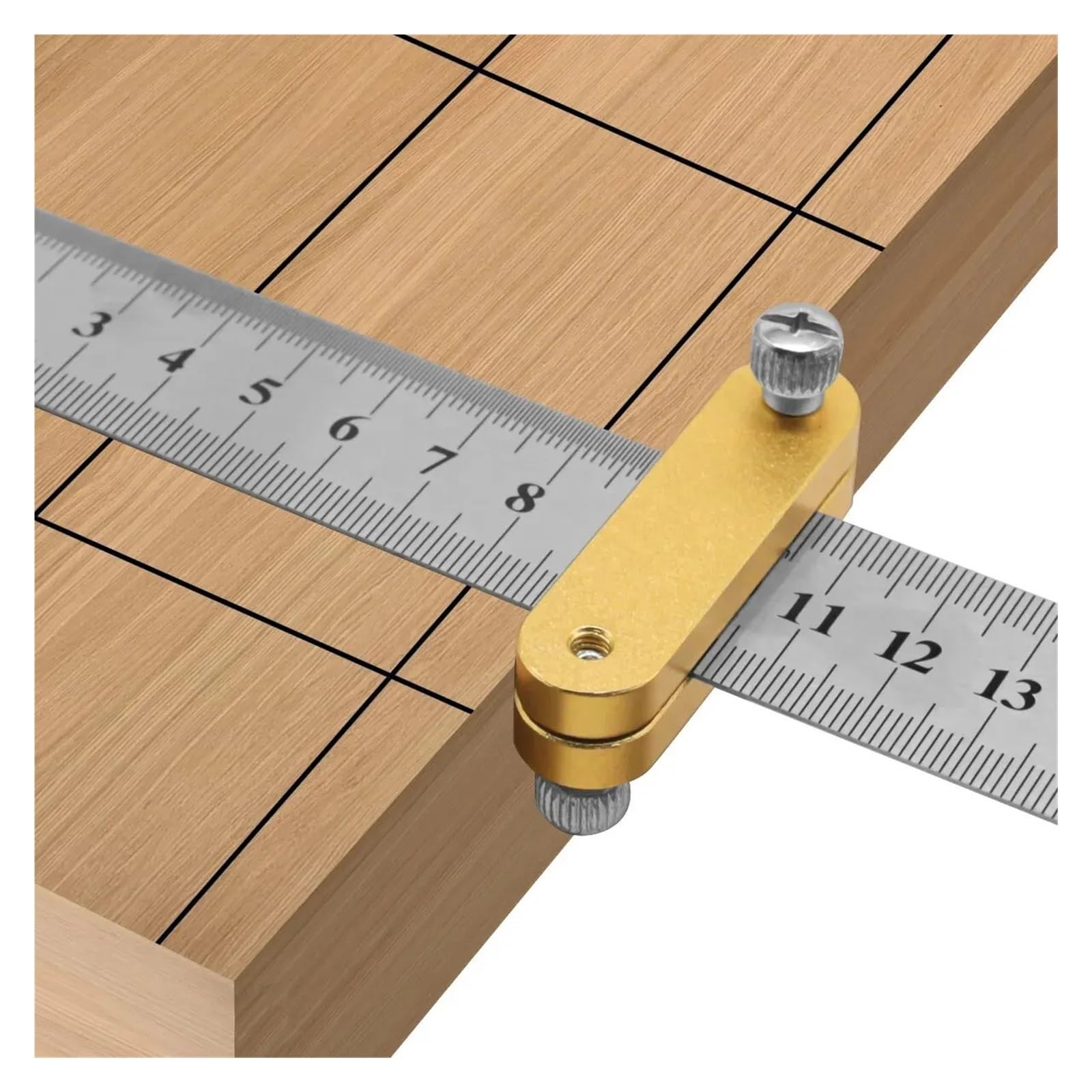 Set Squadra Righello in Acciaio Posizionamento Blocco Arresto carpenteria scriba Linea marcatura Calibro per Righello scriba Lavorazione del Legno Strumento di misurazione
