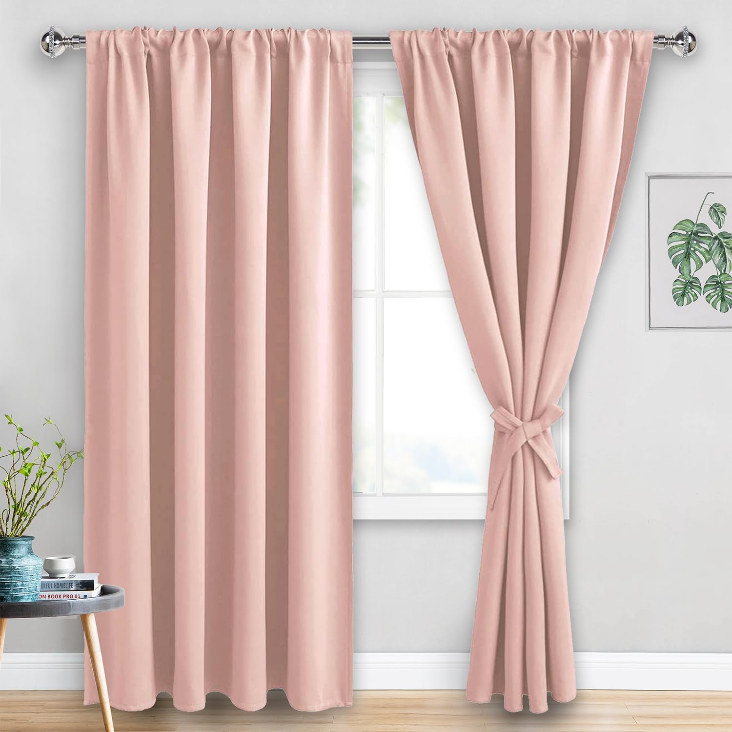 Rideau pour chambre à coucher occultant rose pâle JIUZHEN lot de 2 pièces