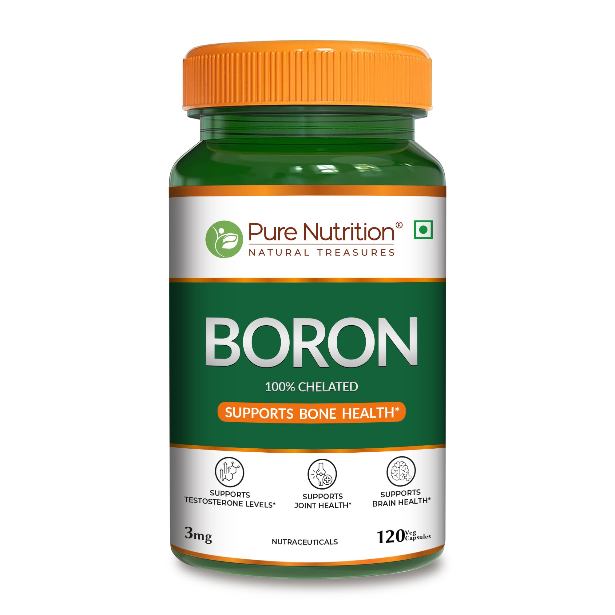 Pure Nutrition Boron 3mg, 120 Veg Capsules | 100% Chelated Boron Supplement for Bone Strength, Joint Support, Cognitive Health & Hormonal Balance-image-32