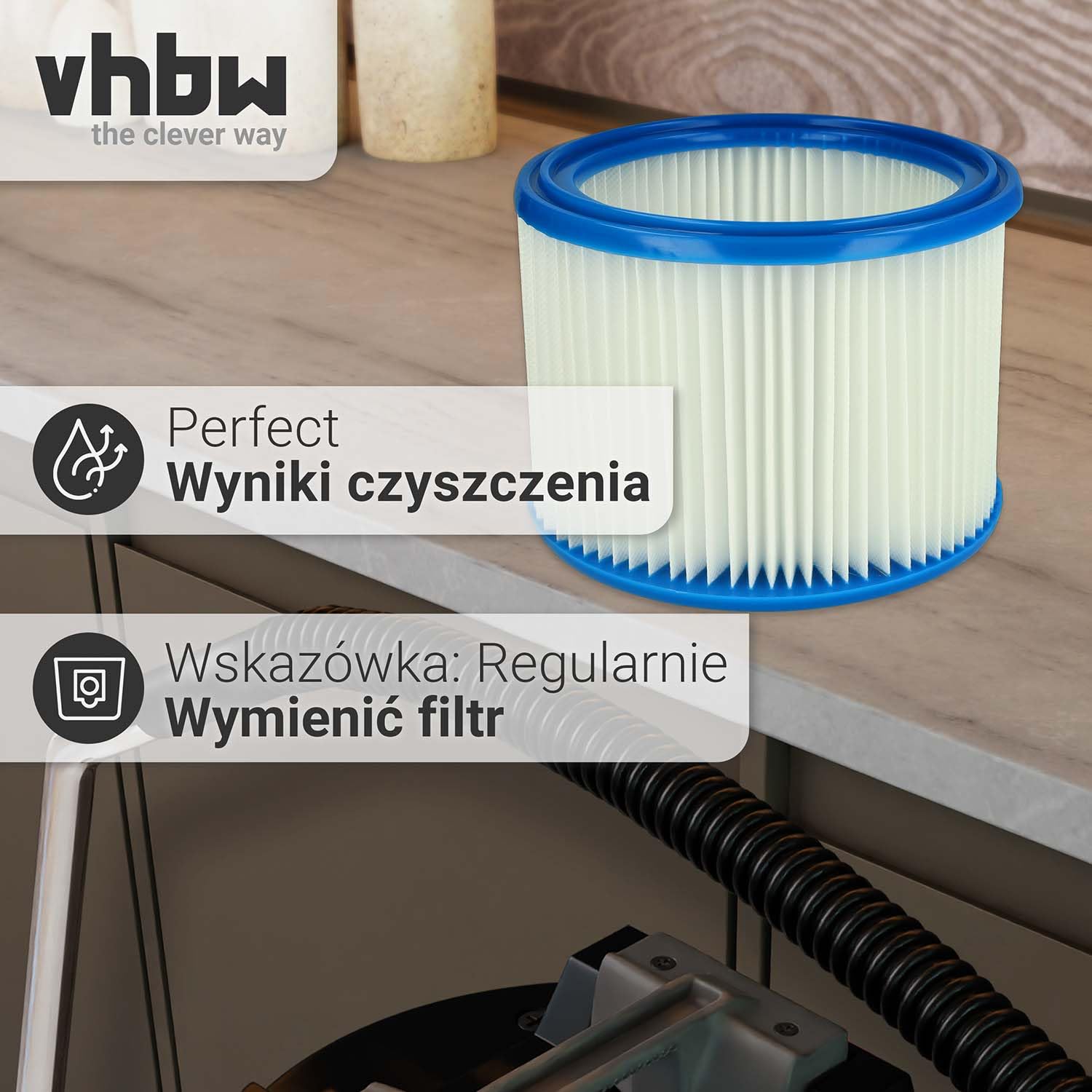 vhbw Zestaw filtrów 2 x filtr harmonijkowy kompatybilny z Makita VC2012L | VC2511, VC2512L, VC3011L, VC3012L filtr do odkurzania na mokro i sucho