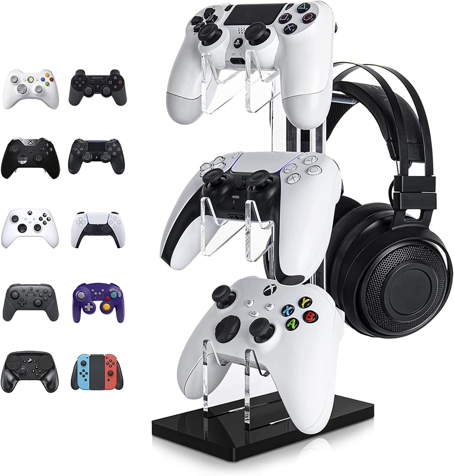 Sponsored Ad ā Excefore Universal 3 Tier Controller Holder and Headset Stand for PS4 PS5 Xbox ONE Switch, Controller Stand Gaming Accessories, Build Your Game Fortresses (Black)