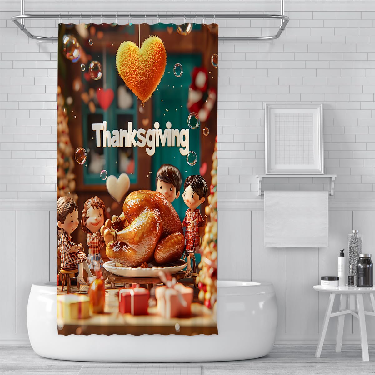 Cortina de Ducha Acción Gracias Otoño Pavo Baño 150x180cm