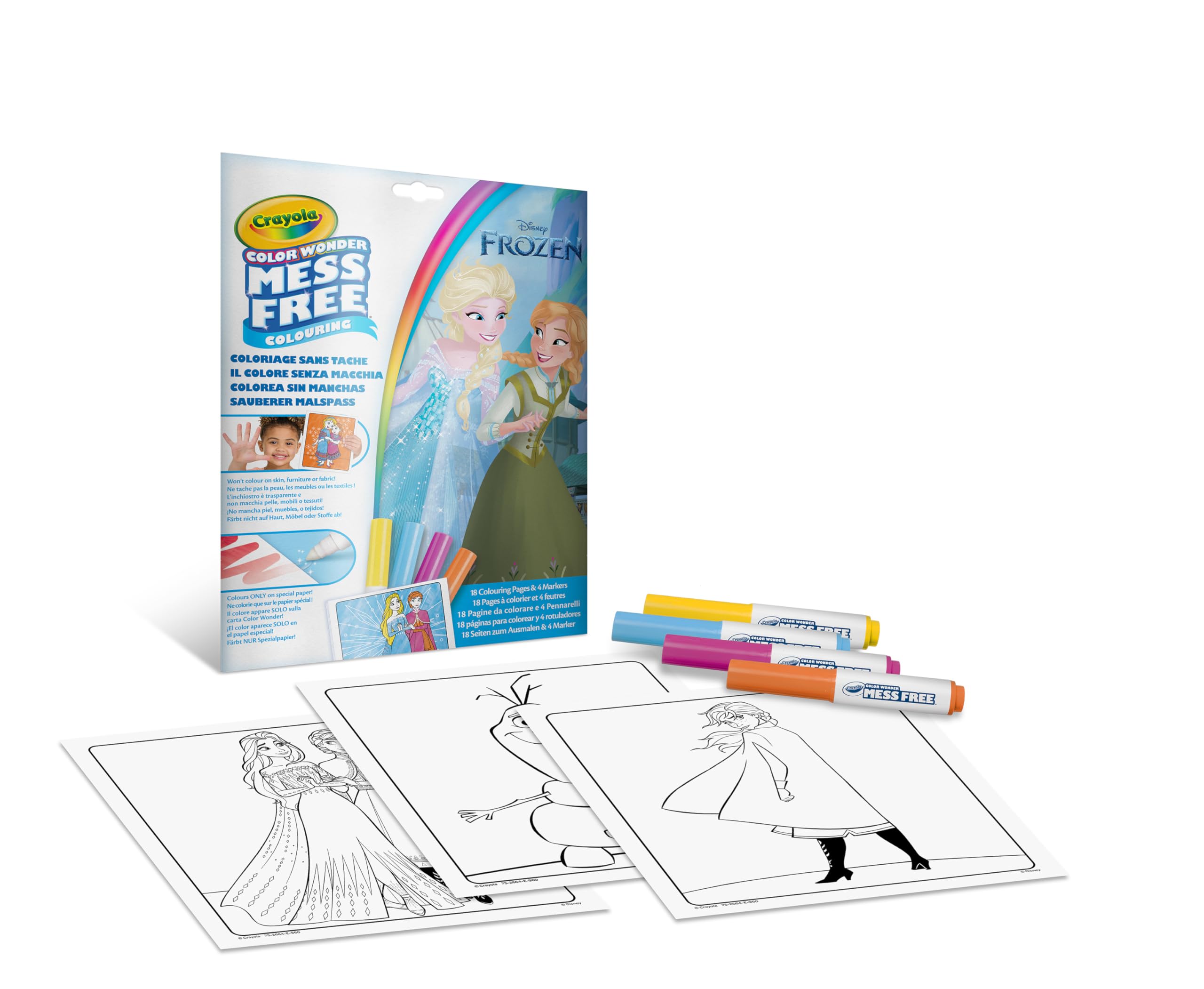CRAYOLA - Color Wonder Coloring Set with 18 Colouring Pages and 4 Markers, Frozen Theme, Creative Activity for Children, Age 3,4,5 Years, Code 25-2907