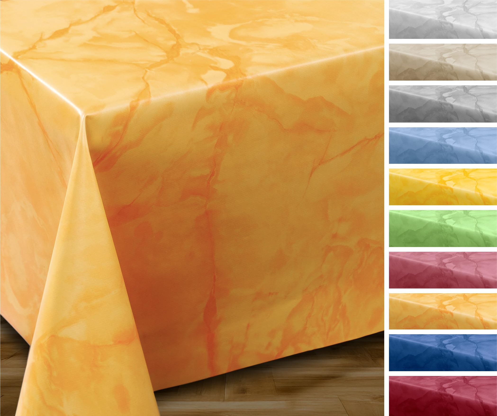 Nappe de table en toile cirée essuyable rectangulaire anti-taches orange