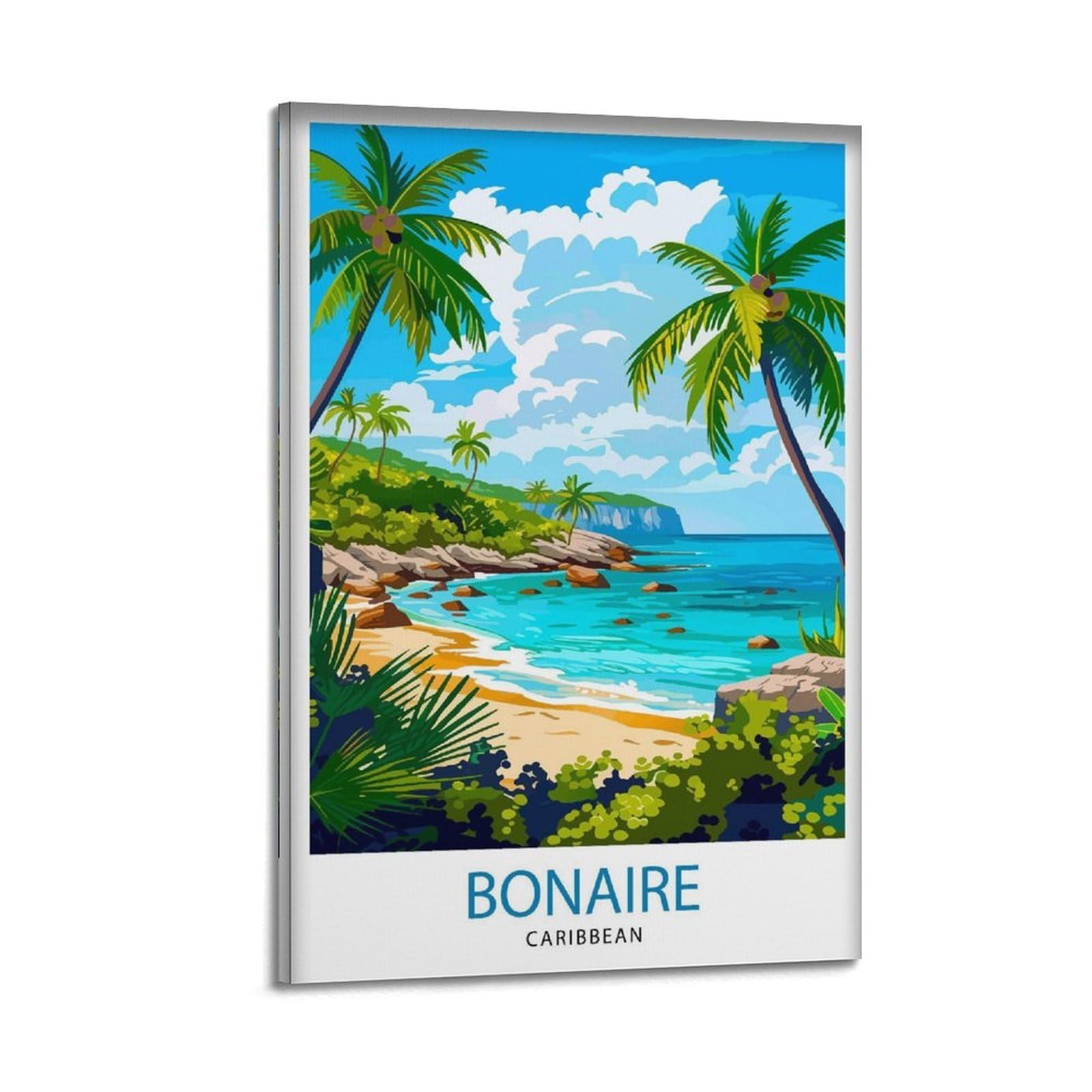xiaoxiaoshen Bonaire Caribbean Travel Lover Canvas Poster Wall Art Prints Room Aesthetic Murals Bedroom And Living Decorations 16x24inch(40x60cm)