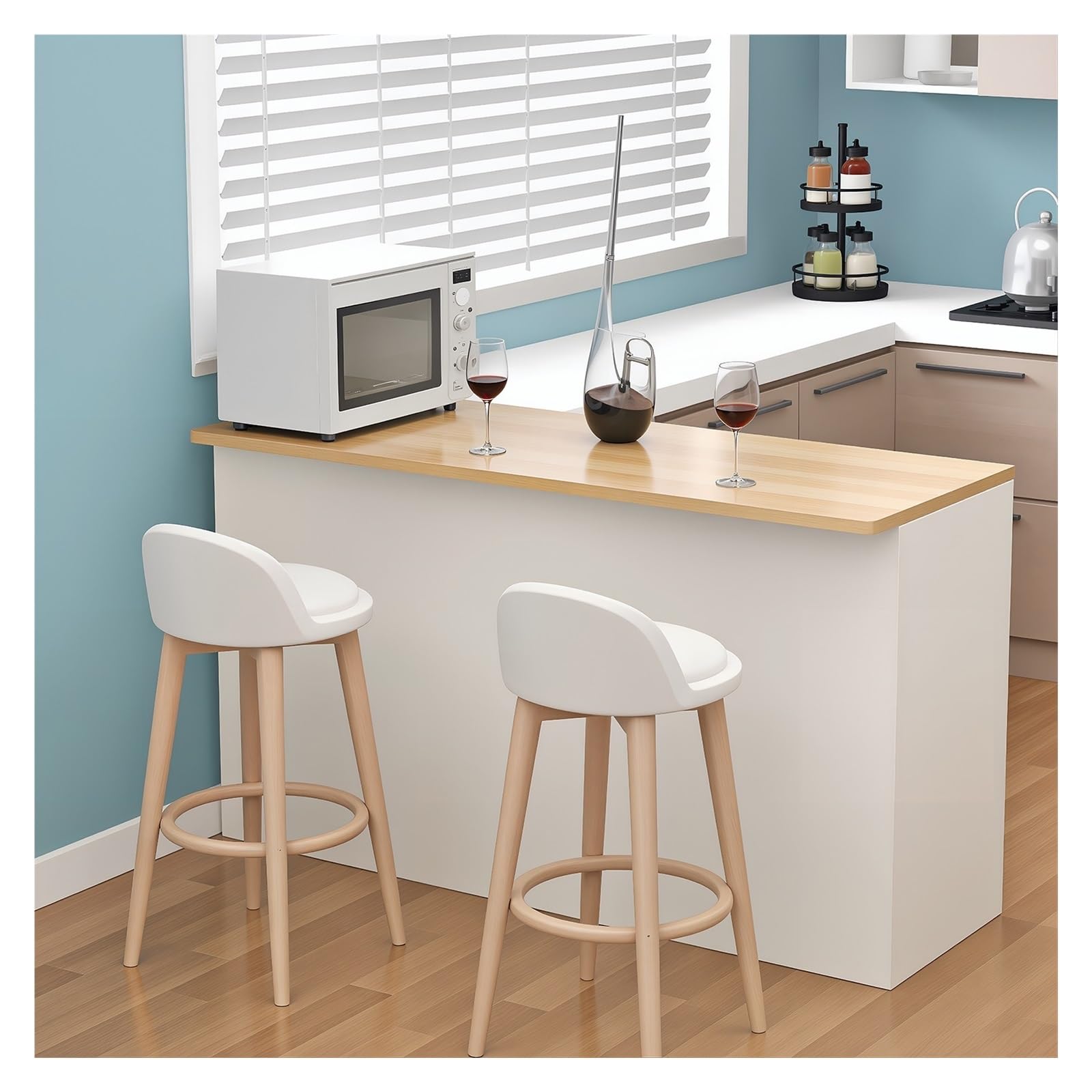 Isla de Cocina de Almacenamiento Abierto con estantes de 2 Niveles, aparador Moderno, gabinete Buffet