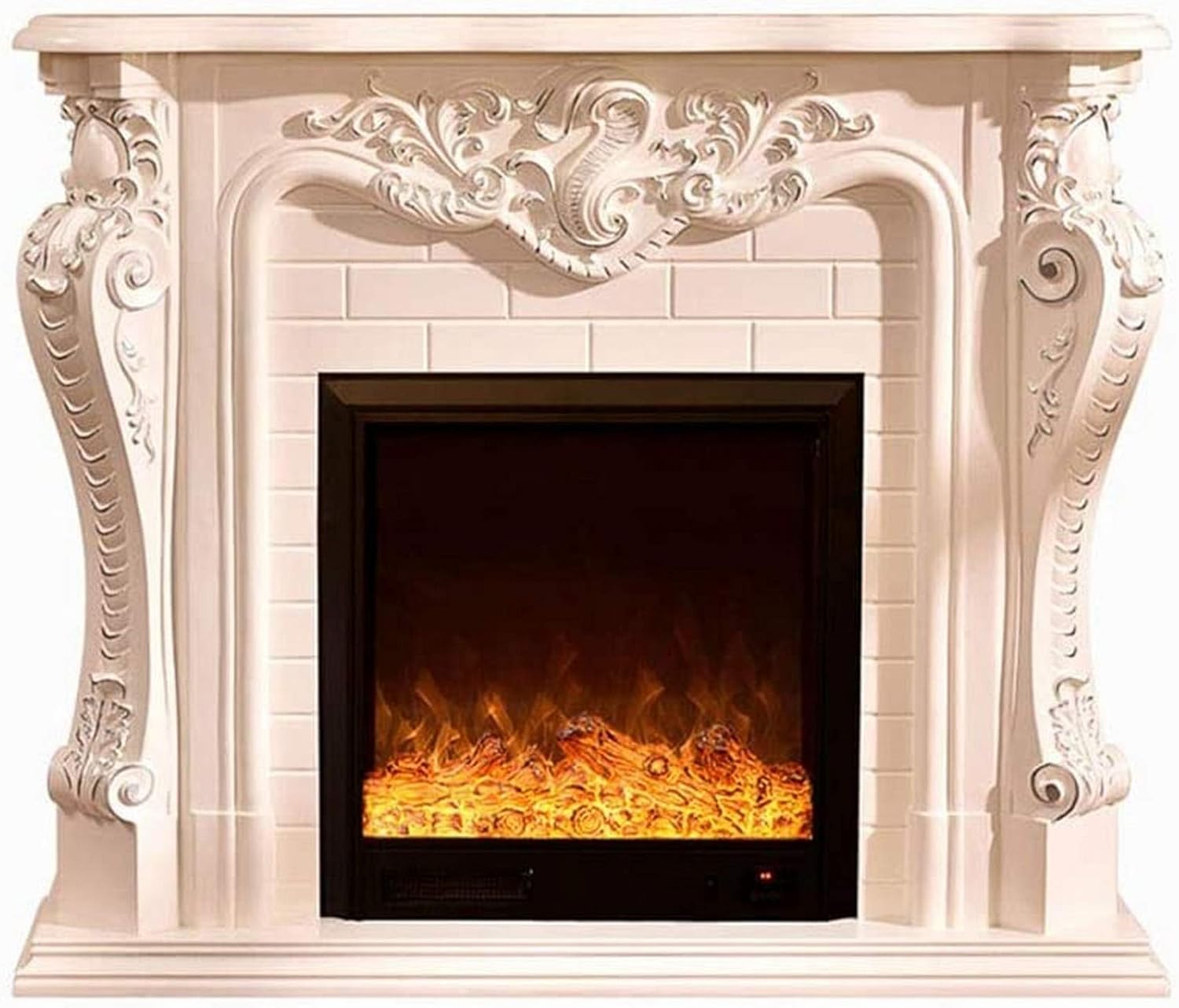 Electric Fireplace Heater, Realistic Flame Effect, Overheat Protection, Traditional Stove Design