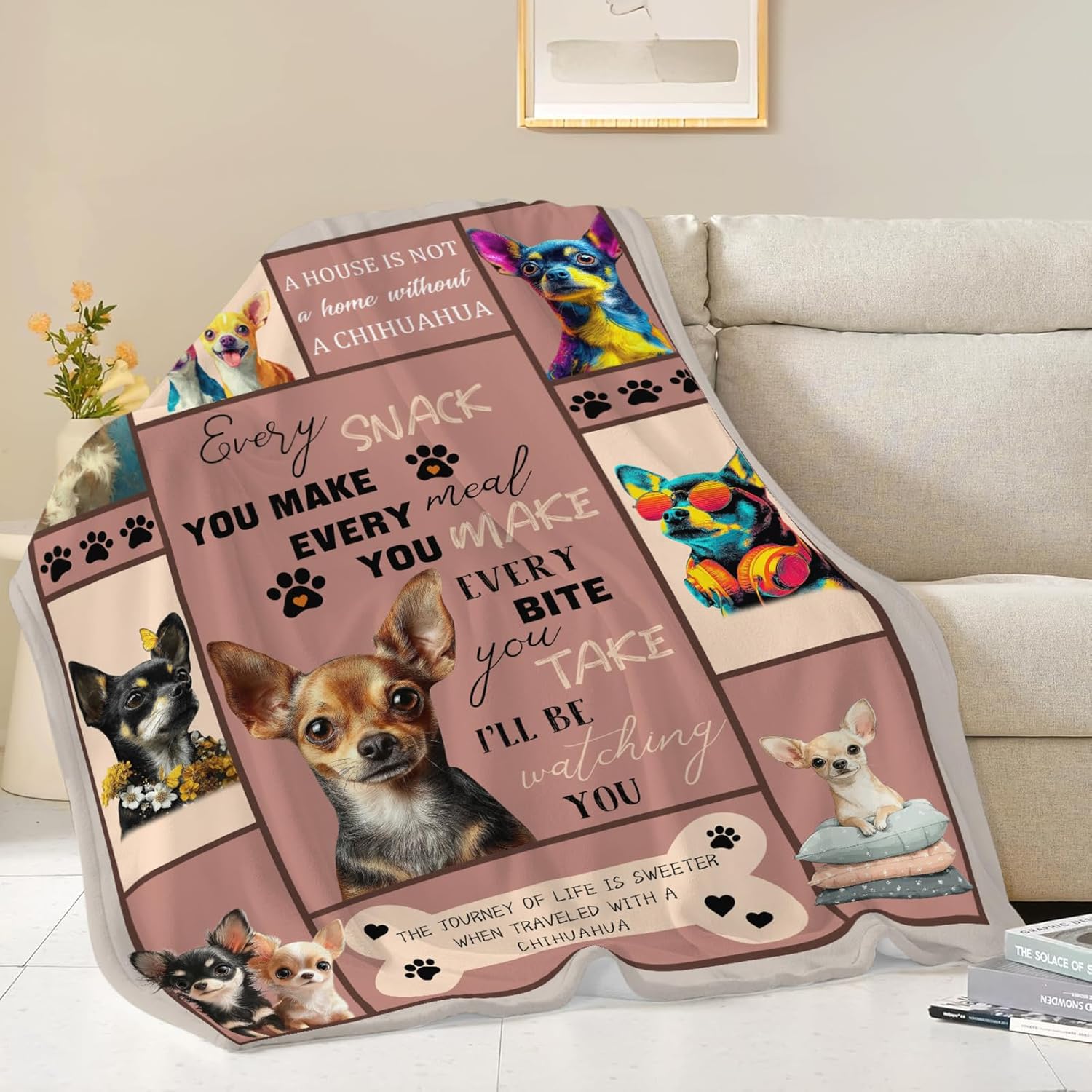 Chihuahua Throw Blanket Chihuahua Puppy Stuff Gifts for Dog Lover Kids Girls Boys Adults Women Men Soft Cozy Warm Plush Fluffy Fuzzy Fleece Blanket Decor 40''X50'' - Image 2