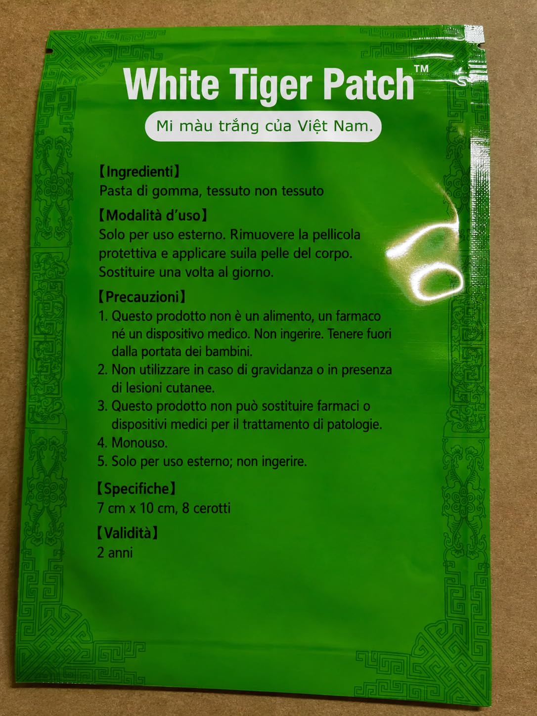 Parches térmicos MQ White Tiger Vietnam, paquete de 5 unidades para espalda, cuello, hombros y piernas (8 parches por paquete)