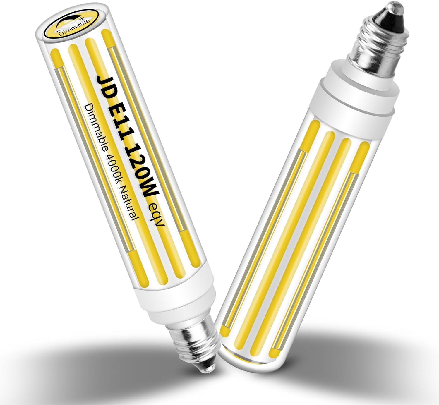Updated Dimmable JDE11 120V 100W 120W Halogen Mini Candelabra Bulb Equivalent,T4 COB E11 Led Bulbs Dimmable,4000K Natural White,12W 1300LM JDE11 Ceiling Fan Light Bulbs,2 Packs