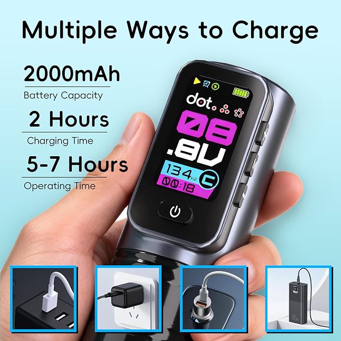 Kit Máquina Tatuar Pen Inalámbrica INKONE con Fuente Poder y miniatura 4