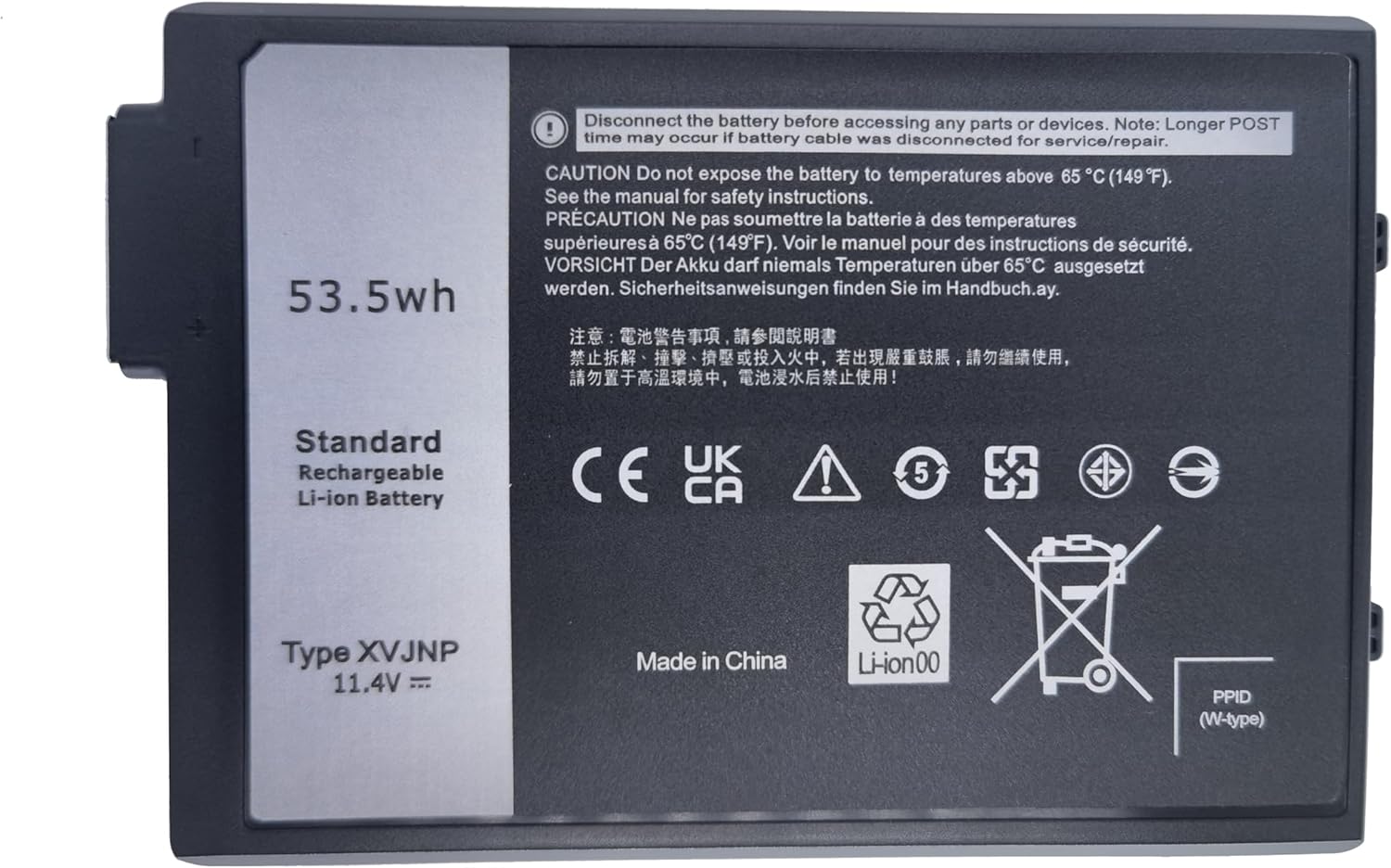 XVJNP Laptop Battery Compatible with Dell Latitude 5430 7330 Rugged Extreme P148G P148G001 P149G P149G001 Series 6JRCP 06JRCP M0TN3 0M0TN3 KD1CT 451-BCWQ 11.4V 53.5Wh