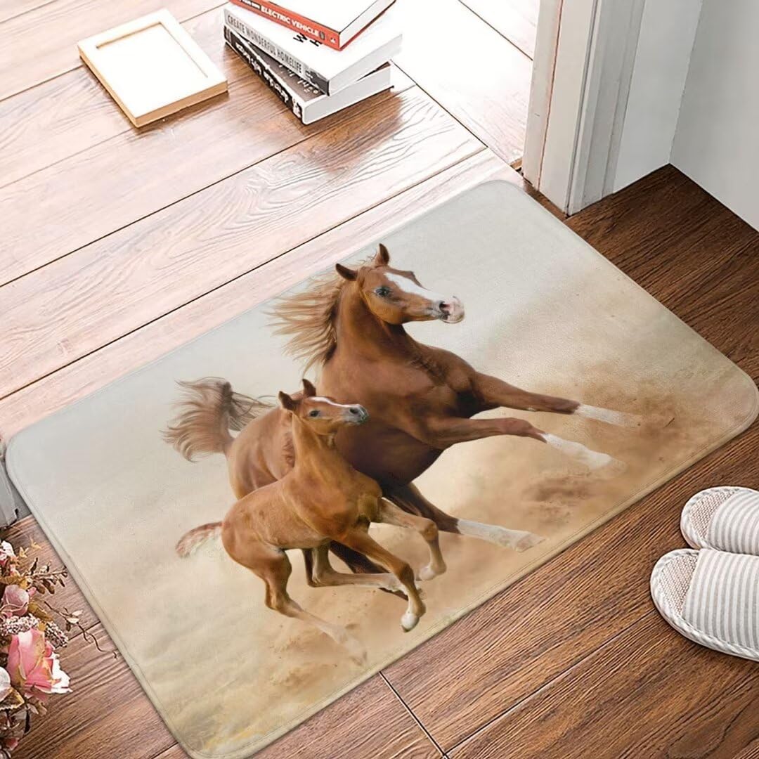 Western Area Rug 2x3 Throw Rugs Horse Running in Desert Storm Area Carpet Small Rug Entryway Doormat Indoor Entrance Door Mats Washable Non-Slip Floor