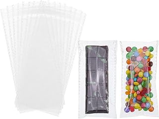 JCXGRVC 100Pcs 2.5 x6Inch Self Adhesive Dubai Pistachio Chocolate Bar Bags | Wax Melt Snap Bars Bags Granola Bar Bag Bakery Treat Packaging for Knafeh Candy Chocolate Bars Soap Party Favor Birthday