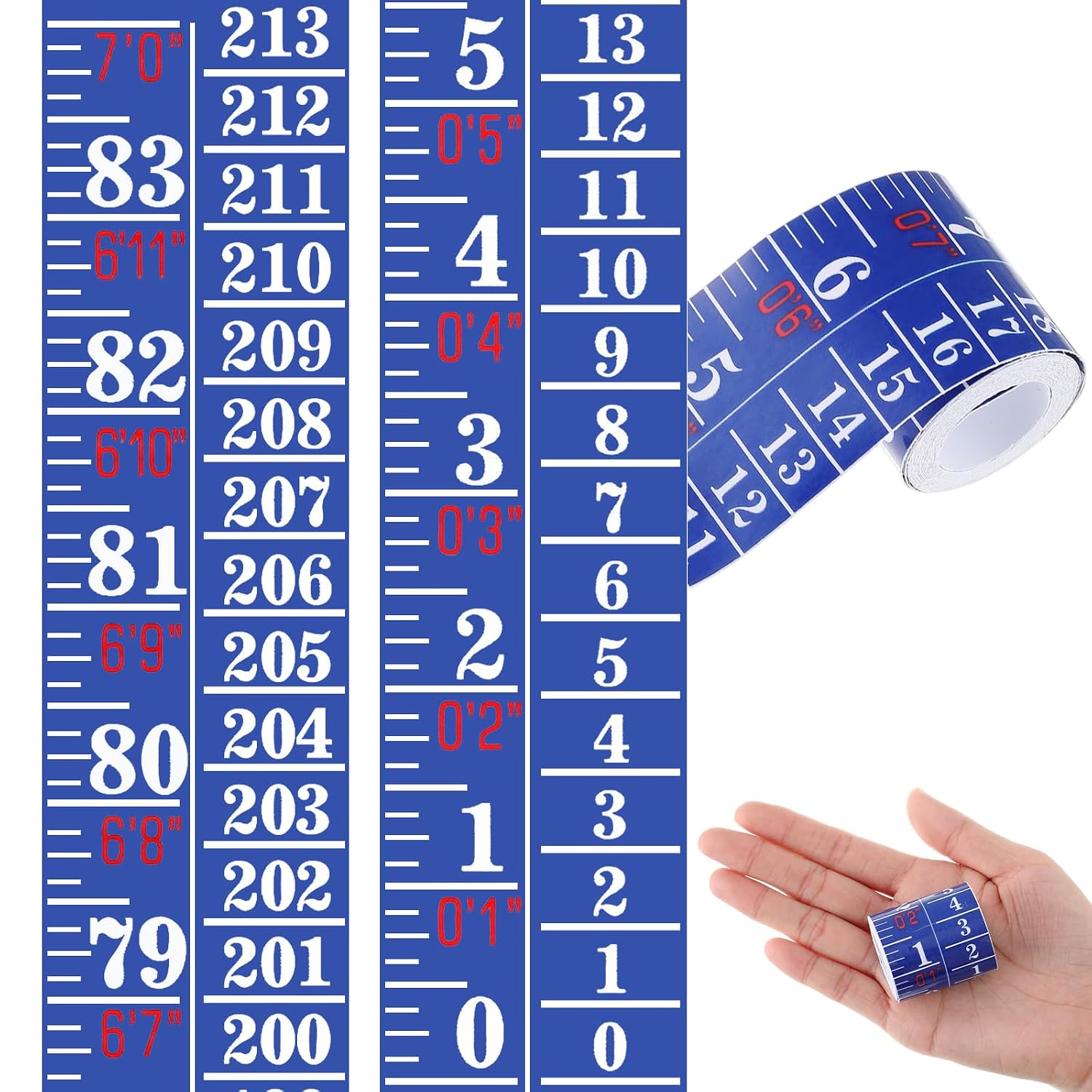 Tatuo 2 Pcs Growth Chart Wall Label Height Indicator Tape Ruler Growth Chart Decor Height Indicator Adhesive Ruler for Home Room Measuring (White)