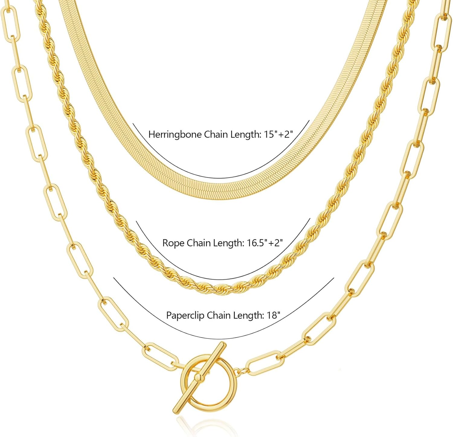 Chunky Gold Necklace for Women Thick Paperclip Toggle Necklace Gold Snake Chain Necklace Cuban Link Chain Necklace Gold Layering Necklace Jewelry Sets - Image 4