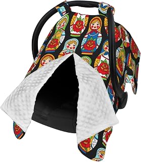 Russian Nesting Dolls Matryoshka Baby Car Seat Canopy Cover Multi Use Shower Gift, Nursing Cover for Mom Nursing Covers, Bow Baby Stuff Items