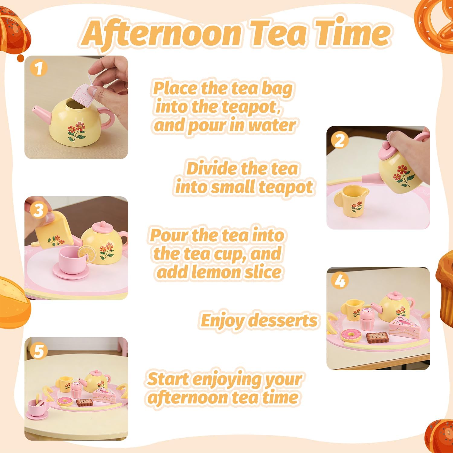 Wooden Activity Table Wooden Tea Sets for Toddlers