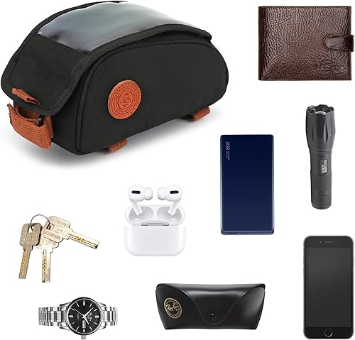 Miniatura 4 de TOURBON Bolsa De Bicicleta Resistente Al Agua Soporte Para Teléfono Celular Bolsa De Manillar De Bicicleta Ciclismo Superior Tubo Marco Con Ventana