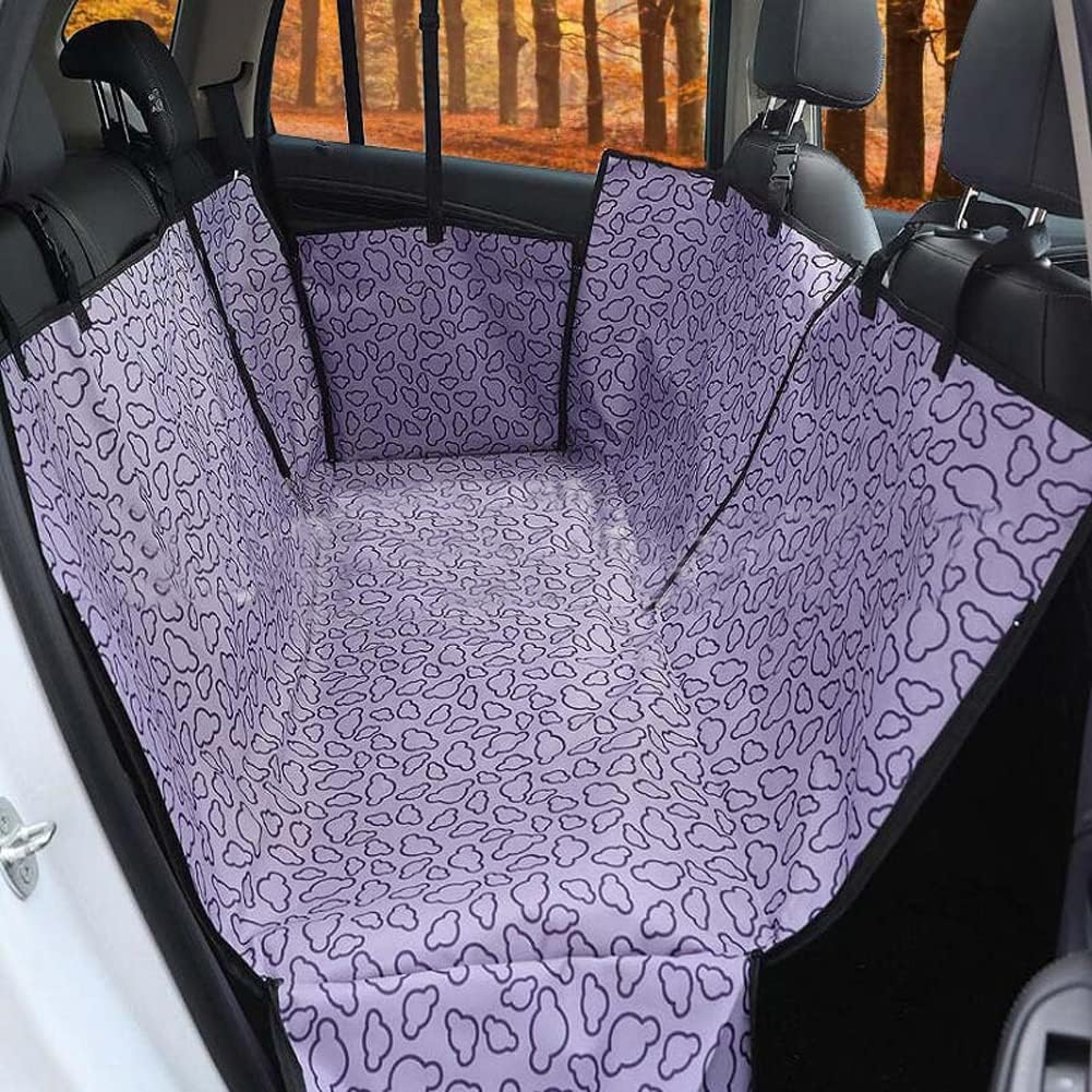 Pet Dog Waterproof Printing Hammock Car Back Seat Cover Mat Blanket (Purple)