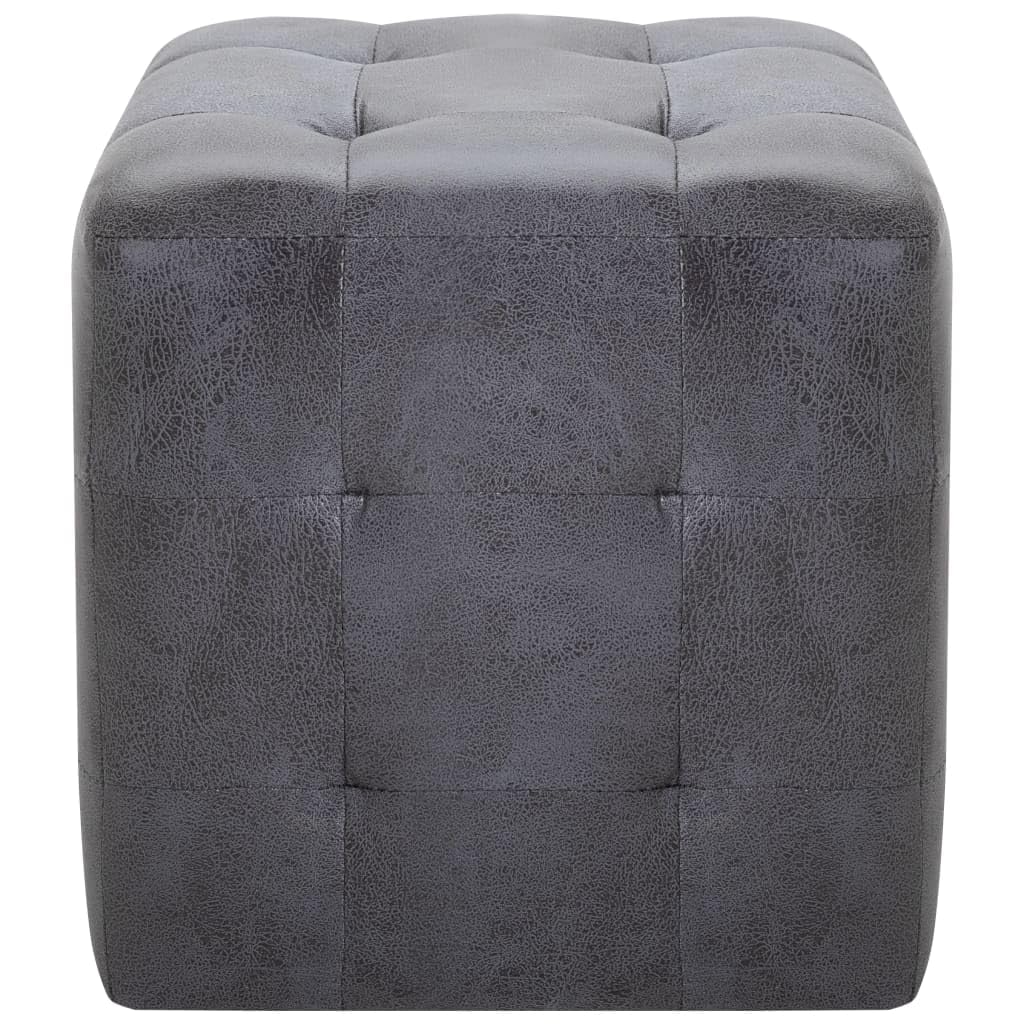 Puf 2 unidades, gris, 30 x 30 x 30 cm, aspecto de ante