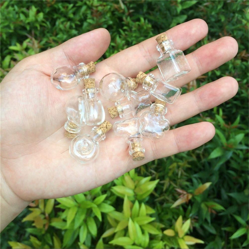 Mini Cute Glass Bottles Pendants Mixed 10 Shape Small Diy Hanging Bottles With Cork Diy Jars Gifts Vial (10, mix all shap)