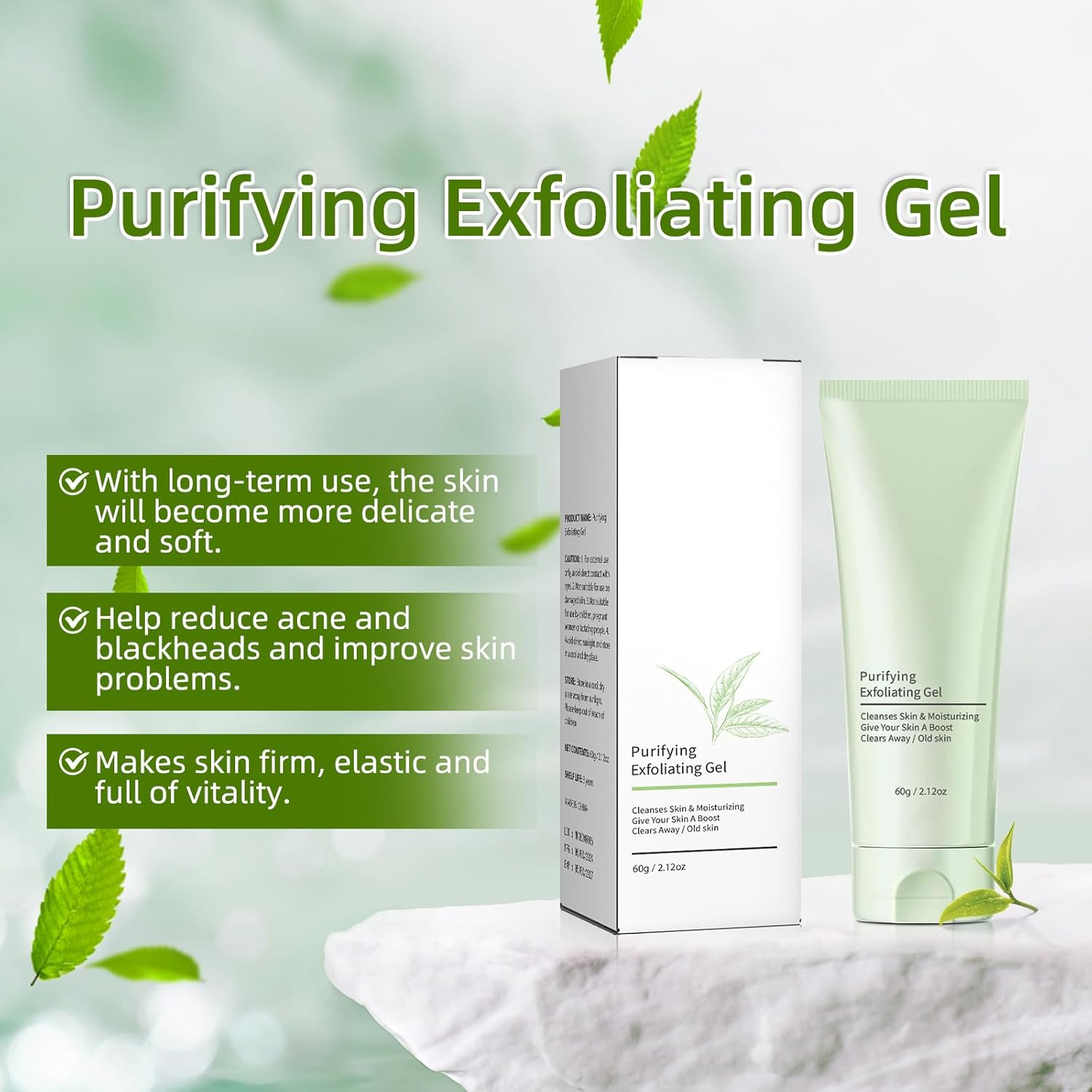 2 Pack Purifying Exfoliating Gel,Face & Body Exfoliating Cream,Purifying Cream,Deep Pore Cleansing, Moisturizes Skin, Moisturizes and Exfoliates, Suitable for All Skin Types,2.12Oz Each - Image 8