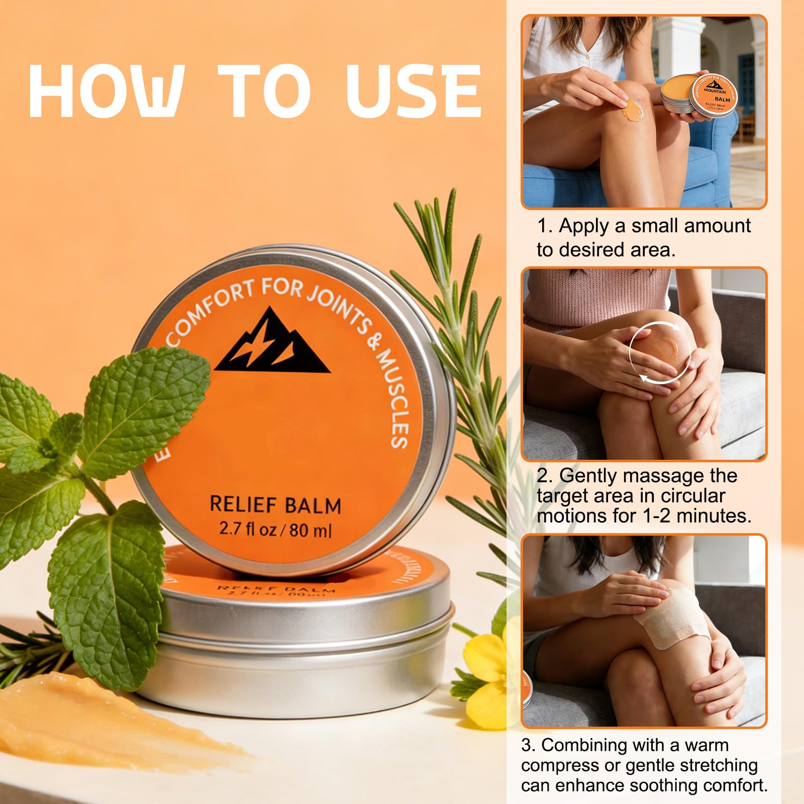 2pcs Soothing Massage Cream for Knee, Foot, Back & Joint, Fast Absorbing, Non-Greasy, 2.7fl oz — Amazon image 7
