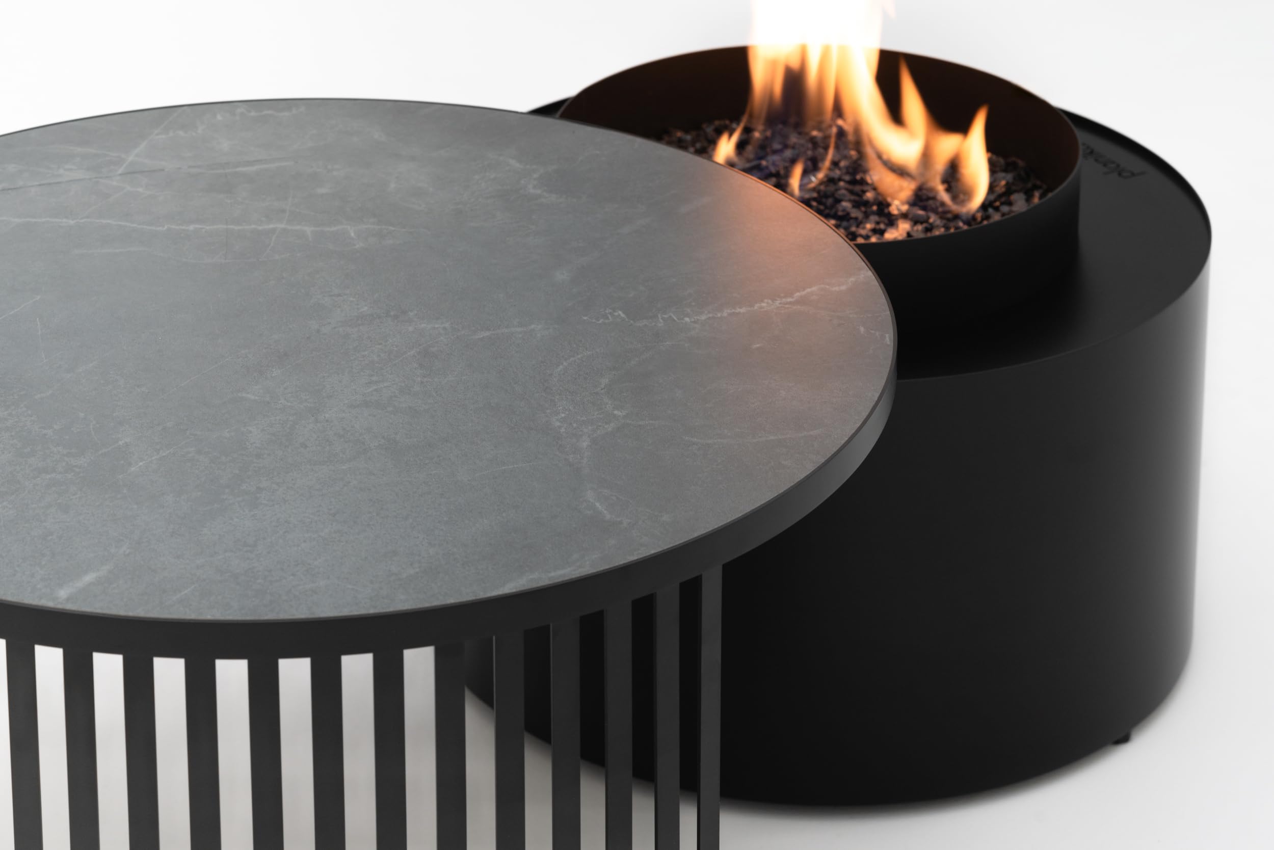 Planika - Mesa de Centro Moon 2 en 1 con Hoguera - Chimenea al Aire Libre, jardín, para café, Calentador de Patio, Mesa Duradera, fácil Control, con Cubierta