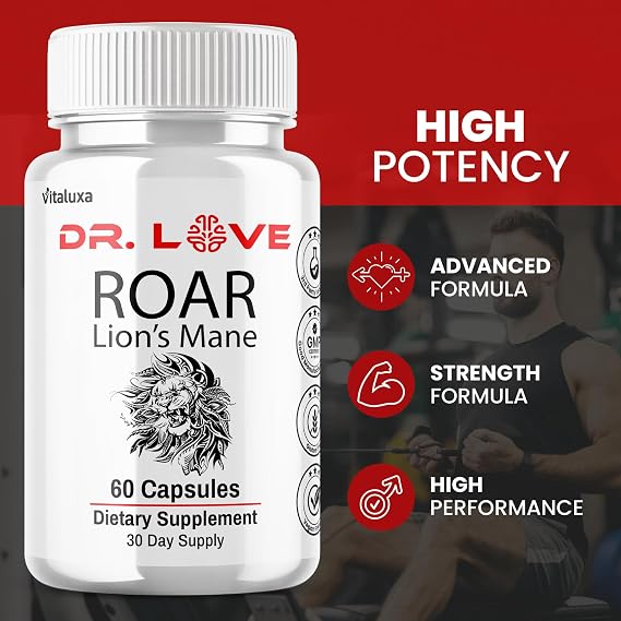(5 Pack) Dr. Love Roar Lions Mane Supplement Capsules, Dr.Love Roar Lions Mane Plus Pills Brain and Focus Premium Advanced Official Formula, Doctor Love All Natural Support Pills, USA (300 Capsules)